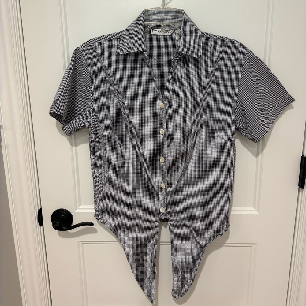 Passport Black and White Casual Button Down Shirt